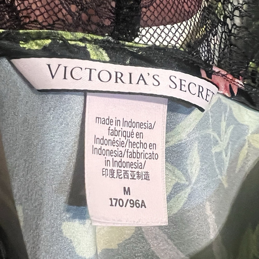 Victoria's Secret Black Floral Satin Lace Racerback Lingerie Camisole Sz Medium - Picture 5 of 10